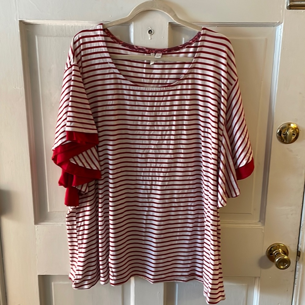 Red striped top 3x